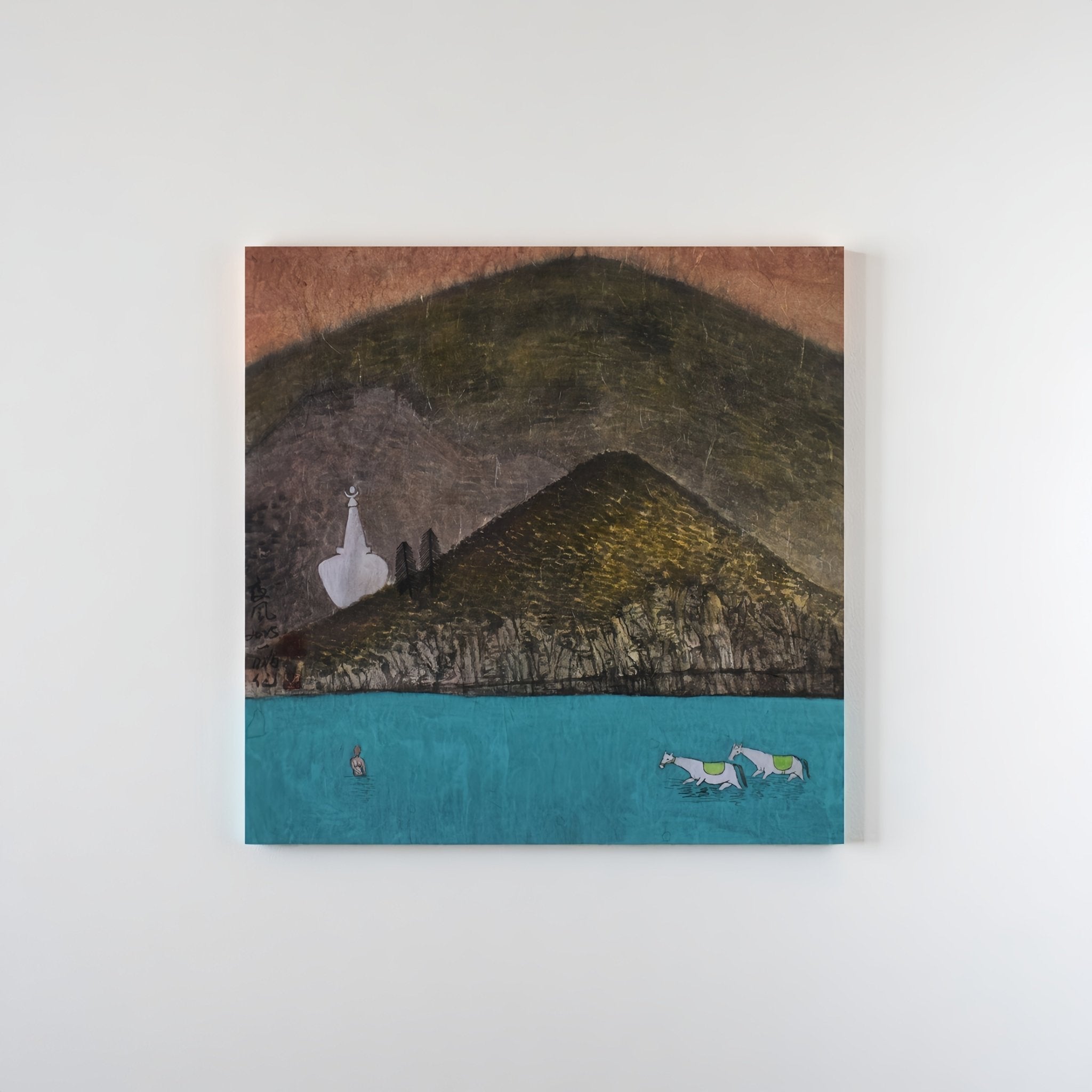 Night Wind—Ink on Xuan Paper, 13.8''× 13.8'' | Original Painting by Chinese Artist | Magic Bear Art