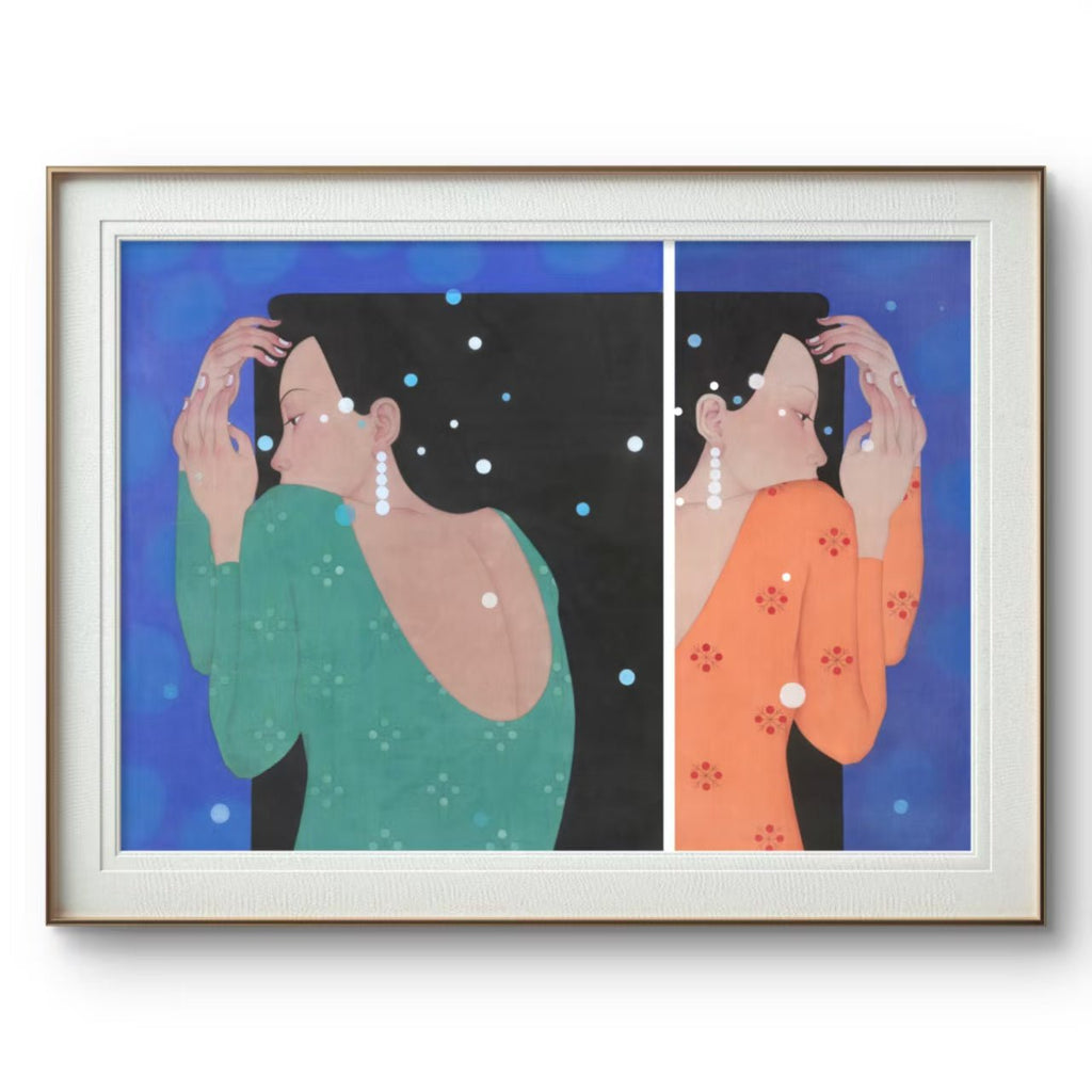 Pearl Tears - Ink and Color on Silk 40.2'' × 29.1'' | Chinese Original Painting | Magic Bear Art