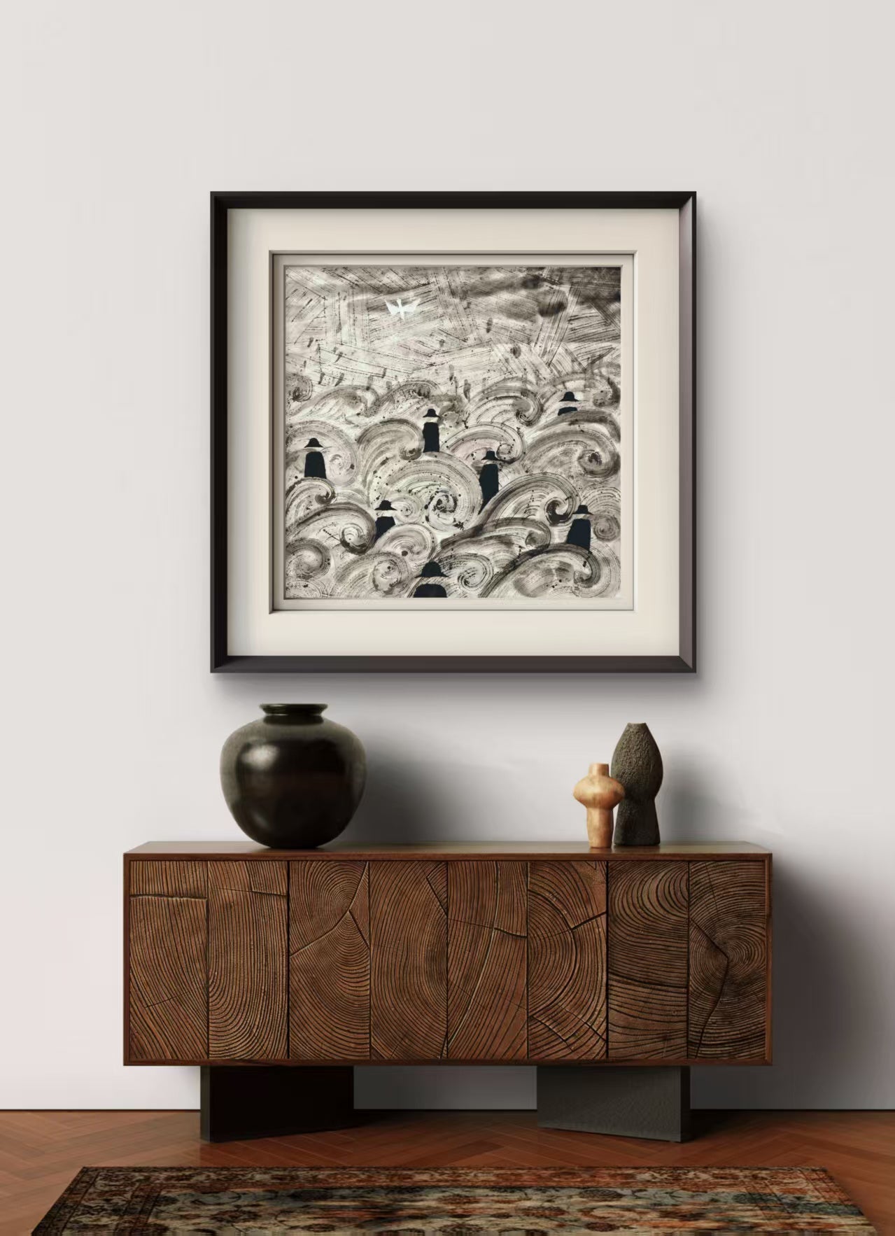 Phantoms of the Sea - Chinese Ink on Paper 29.1'' × 27.6'' | Chinese Original Painting | Magic Bear Art