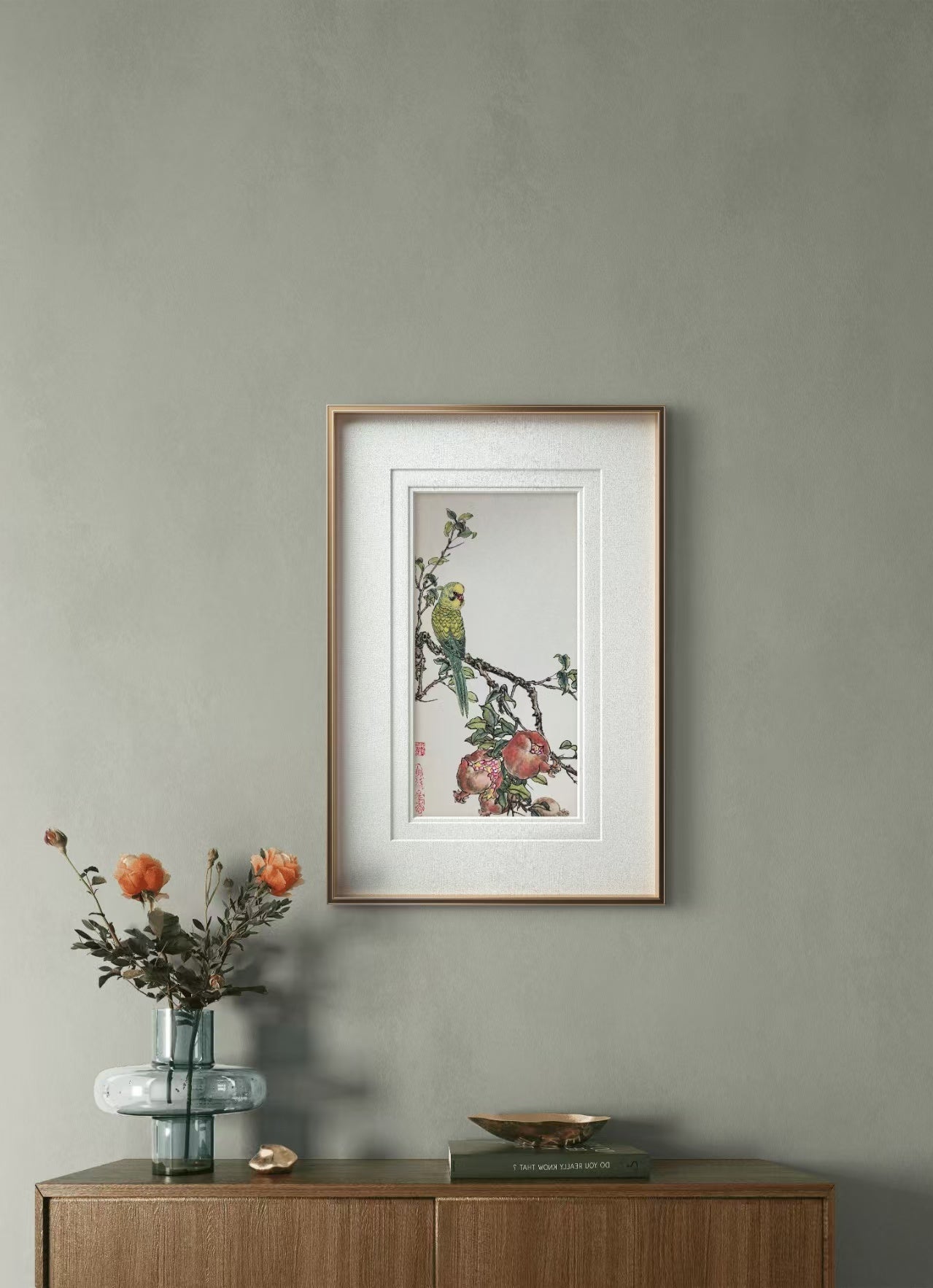 Pomegranate Song - Ink and Color 9.8'' × 5.1'' | Chinese Original Painting | Magic Bear Art