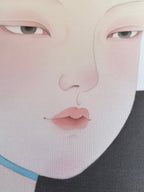 Prayer No.2 - Ink and Color on Silk 15.7'' × 15.7'' | Chinese Original Painting | Magic Bear Art