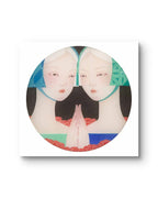 Prayer No.2 - Ink and Color on Silk 15.7'' × 15.7'' | Chinese Original Painting | Magic Bear Art