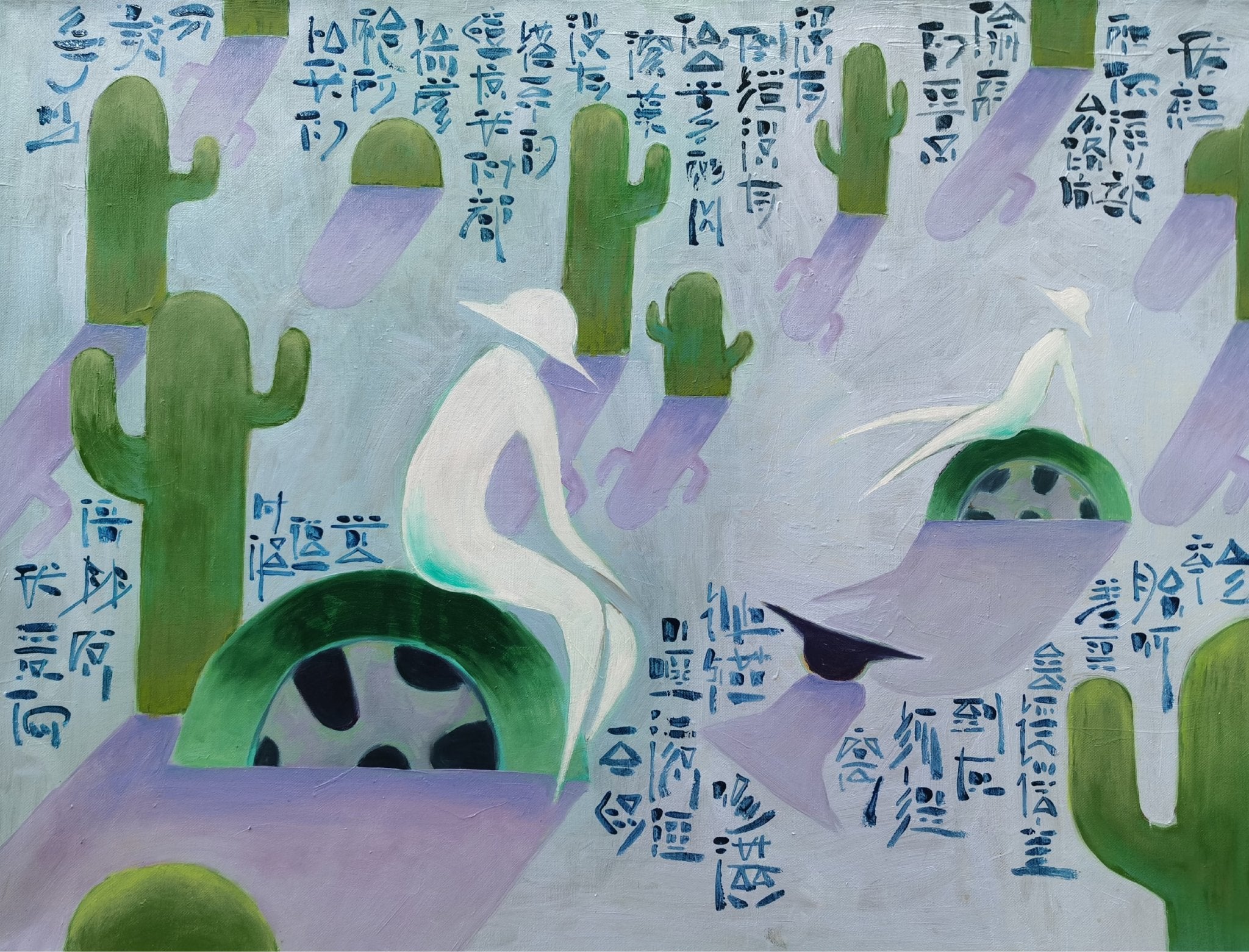 Road Movie - Oil on Canvas 31.5'' × 23.6'' | Chinese Original Painting | Magic Bear Art