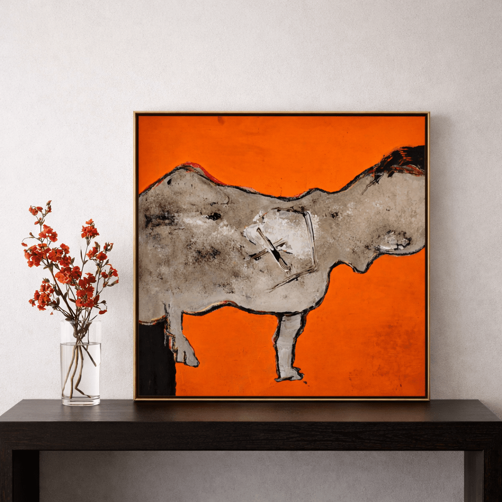 Roman Fantasy | Mixed Media, 26.8''× 26.8'' | Original Painting by Chinese Artist | Magic Bear Art