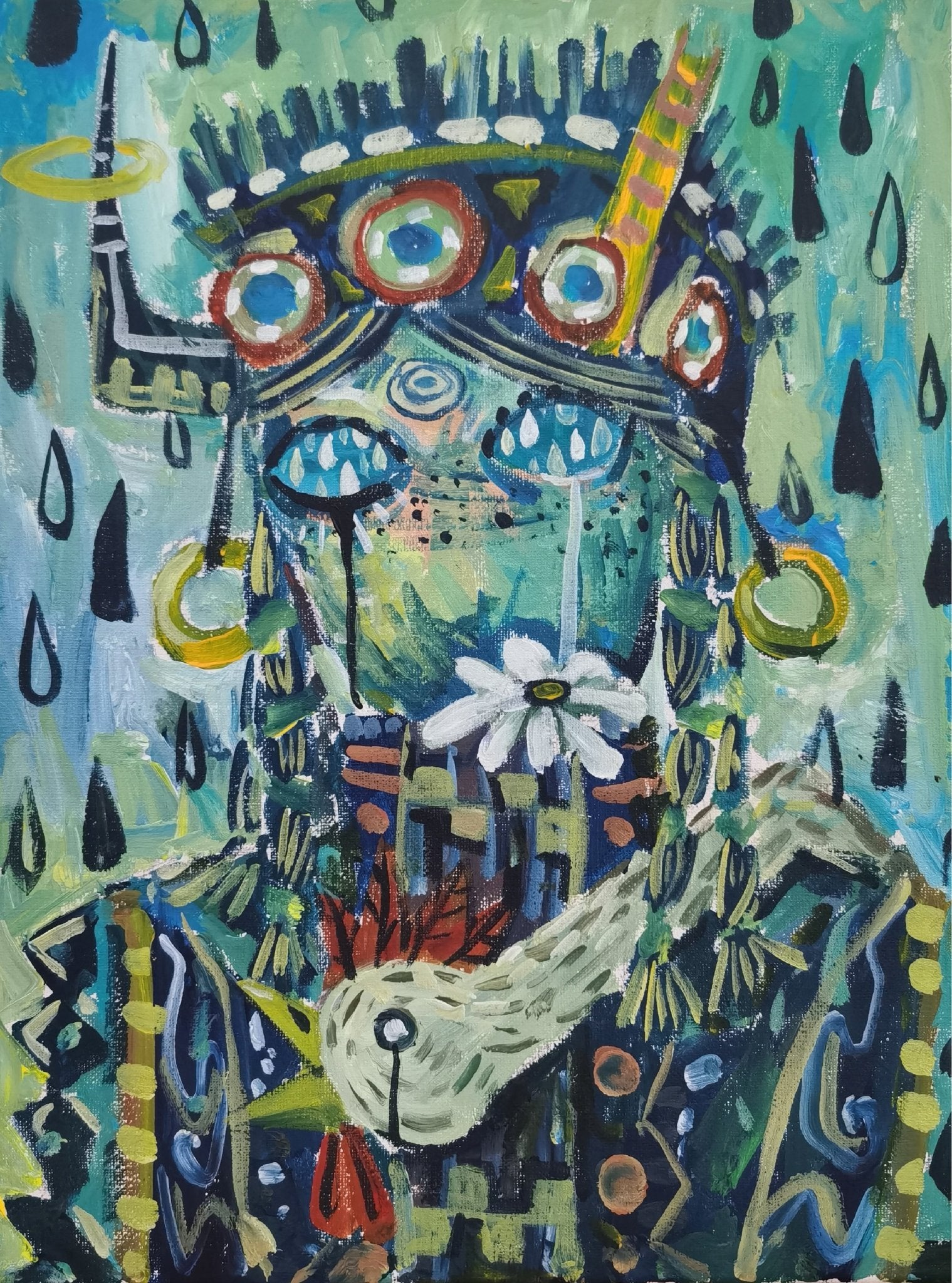 Shaman Woman - Acrylic on Canvas 11.8'' × 15.7'' | Chinese Original Painting | Magic Bear Art