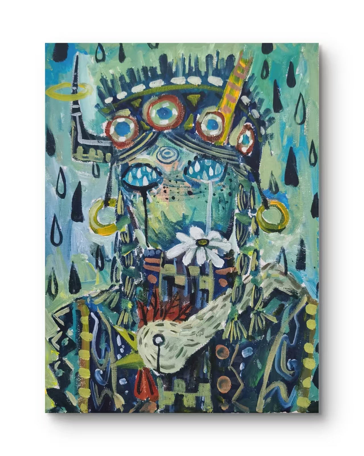 Shaman Woman - Acrylic on Canvas 11.8'' × 15.7'' | Chinese Original Painting | Magic Bear Art