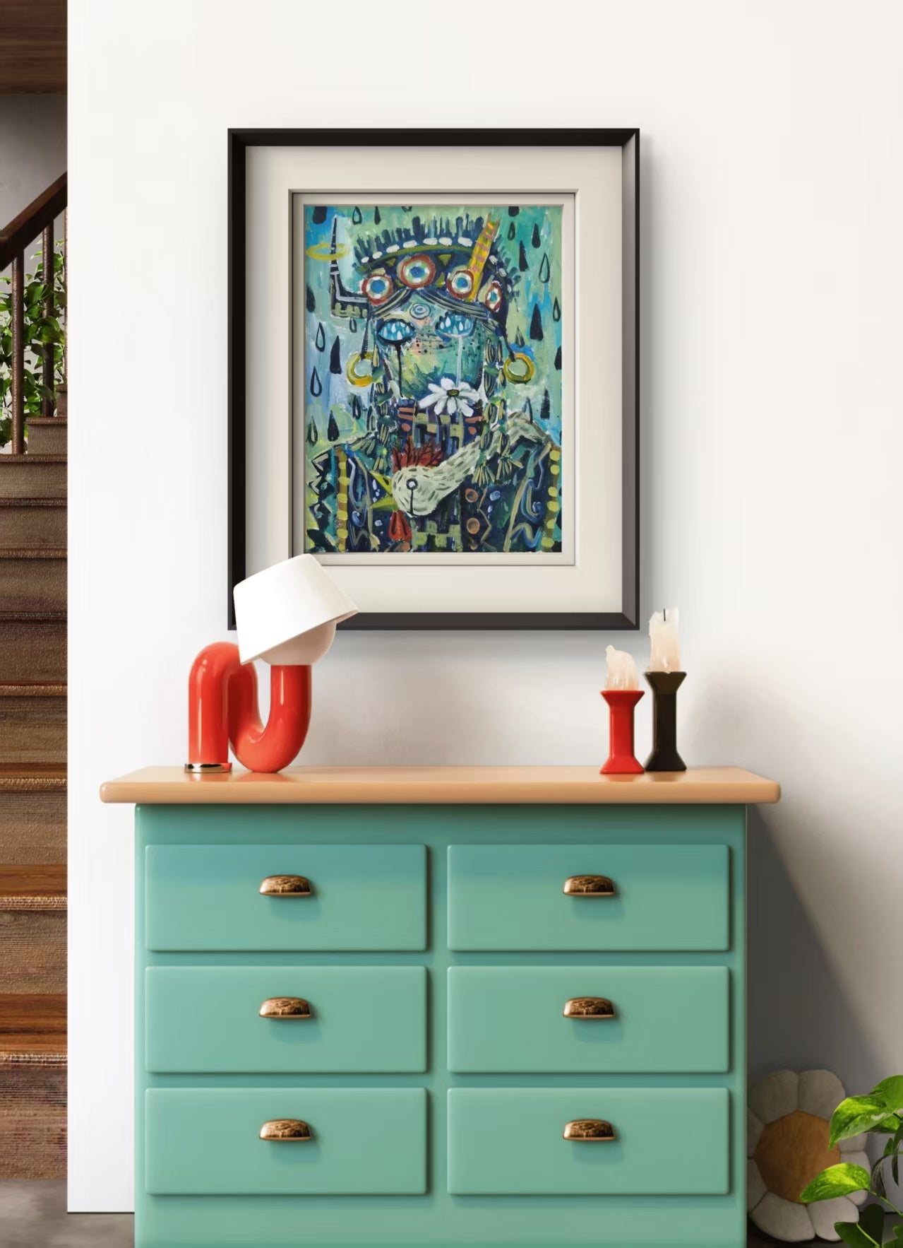 Shaman Woman - Acrylic on Canvas 11.8'' × 15.7'' | Chinese Original Painting | Magic Bear Art