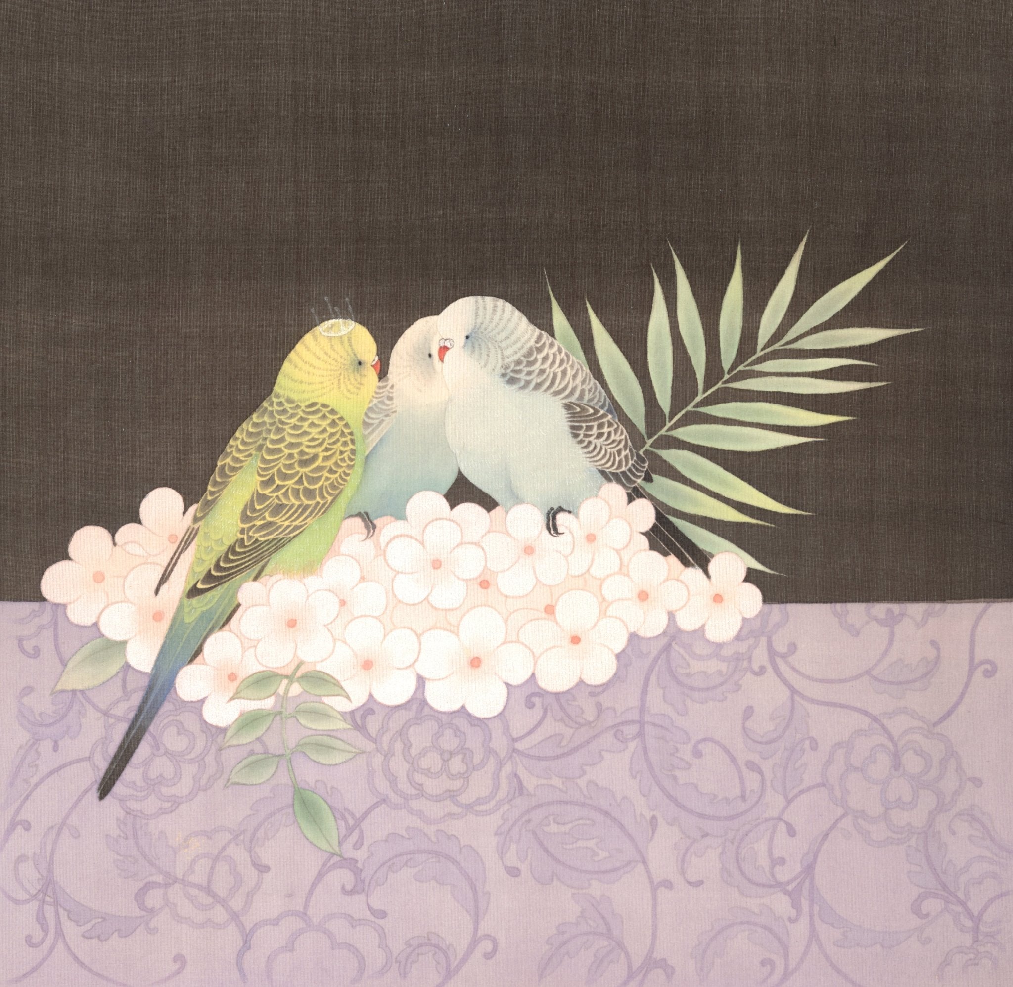 Tea Gathering - Ink and Color on Silk 15.6'' × 15.2'' | Chinese Original Painting | Magic Bear Art