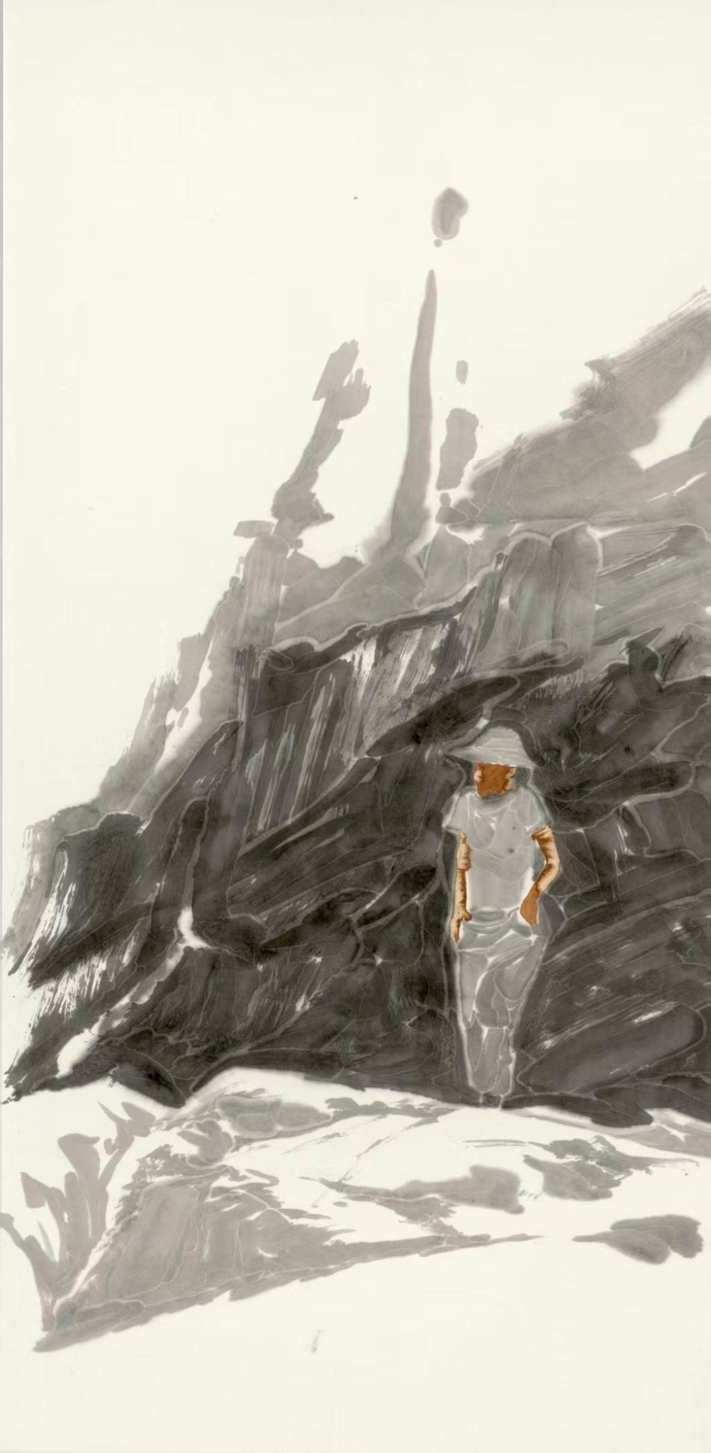 That Summer by the Shore - Chinese ink painting 54.3'' × 26.8'' | Chinese Original Painting | Magic Bear Art