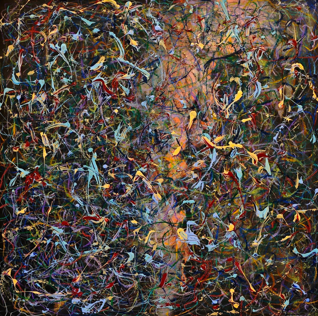 The Density of Thought | Mixed Media, 26.8" × 26.8" | Original Painting by Chinese Artist | Magic Bear Art