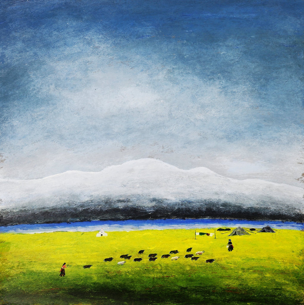 The Gaze Upon Tibet Series ，27.6" × 27.6" | Original Painting by Chinese Artist | Magic Bear Art