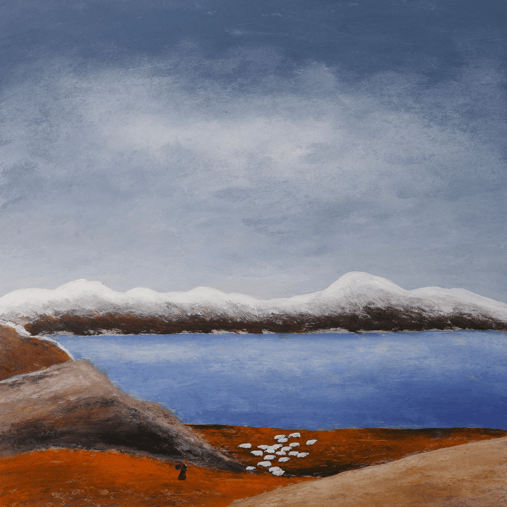 The Gaze Upon Tibet Series， Acrylic on Xuan Paper 27.6'' × 27.6'' | Original Painting by Chinese Artist | Magic Bear Art