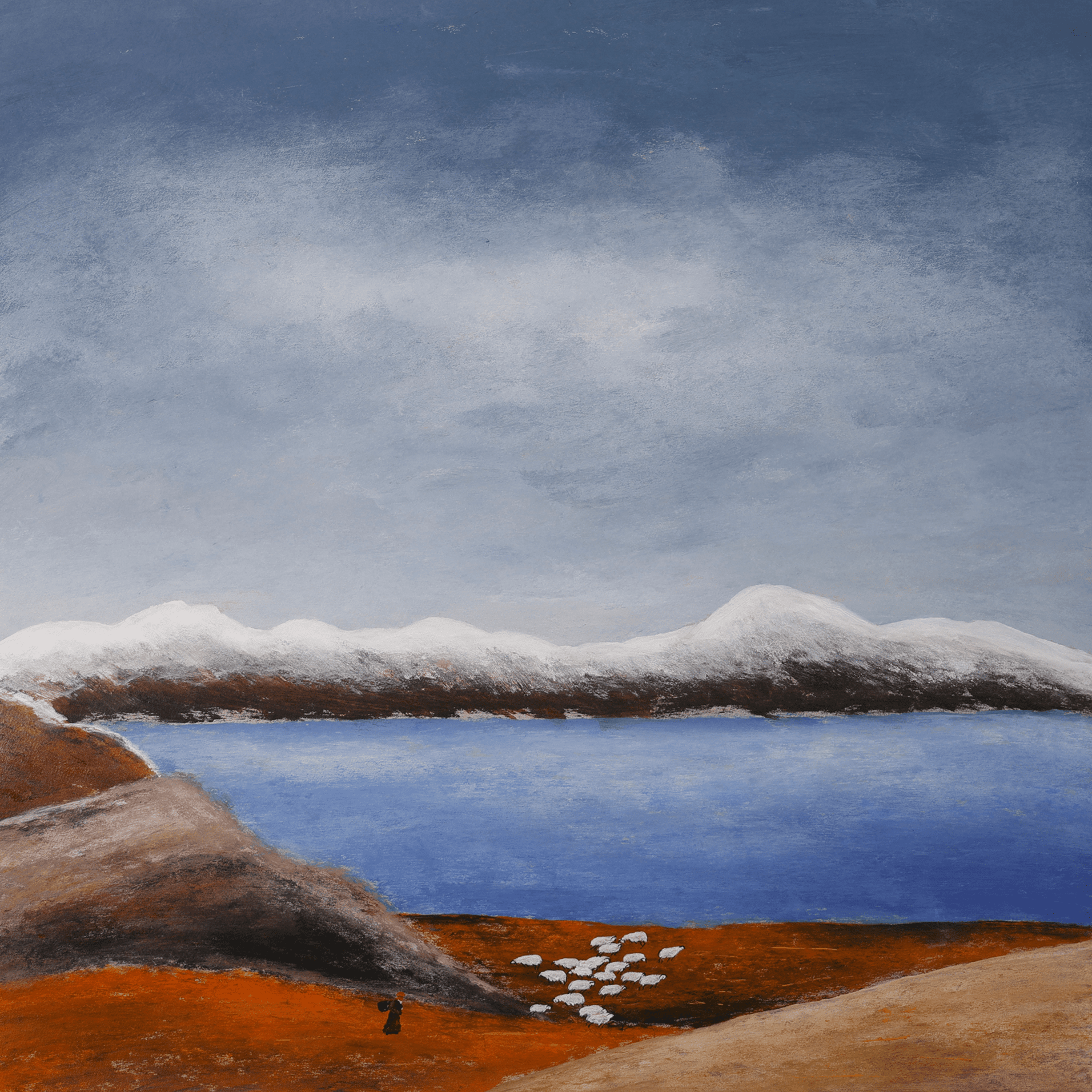 The Gaze Upon Tibet Series， Acrylic on Xuan Paper 27.6'' × 27.6'' | Original Painting by Chinese Artist | Magic Bear Art