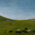 The Gaze Upon Tibet Series， Acrylic on Xuan Paper 27.6'' × 27.6'' | Chinese Original Painting | Magic Bear Art