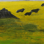 The Gaze Upon Tibet Series， Acrylic on Xuan Paper 27.6'' × 27.6'' | Chinese Original Painting | Magic Bear Art