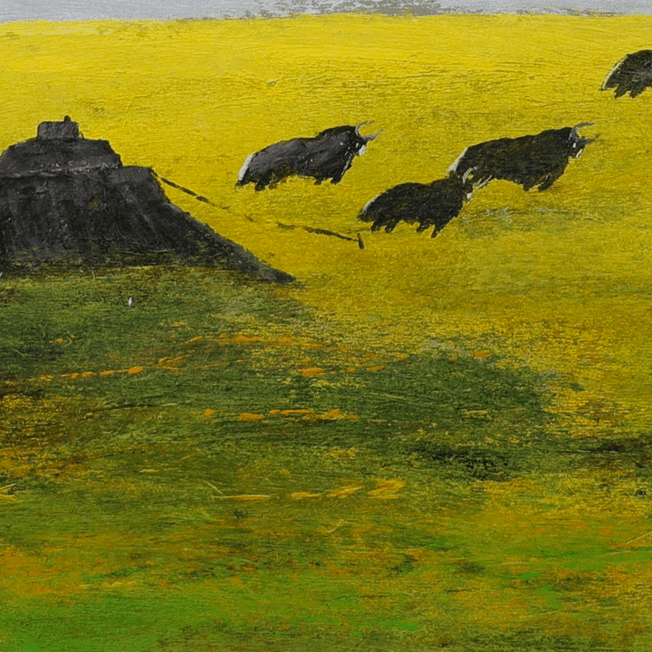 The Gaze Upon Tibet Series， Acrylic on Xuan Paper 27.6'' × 27.6'' | Chinese Original Painting | Magic Bear Art