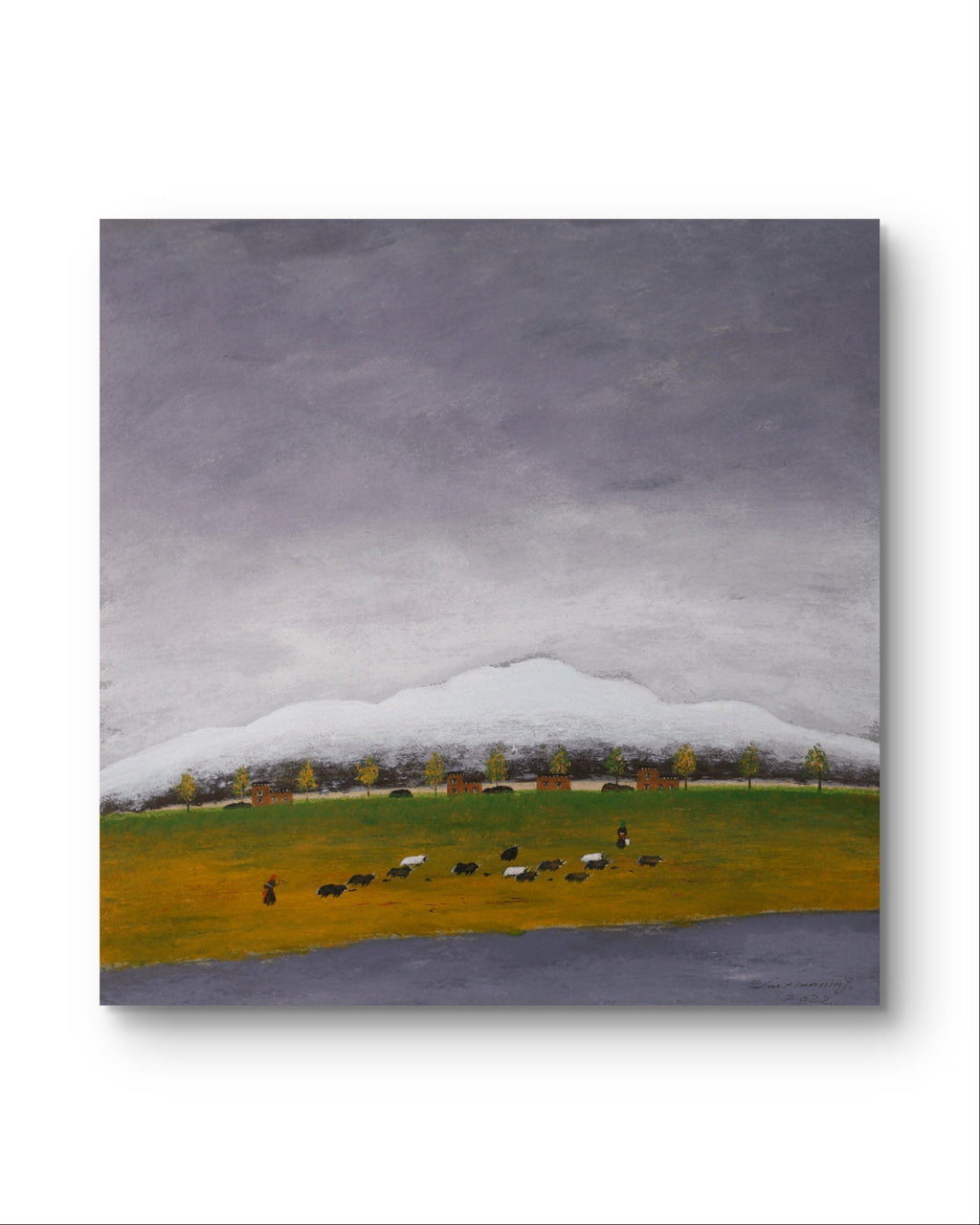 The Gaze Upon Tibet Series， Acrylic on Xuan Paper 27.6'' × 27.6'' | Chinese Original Painting | Magic Bear Art