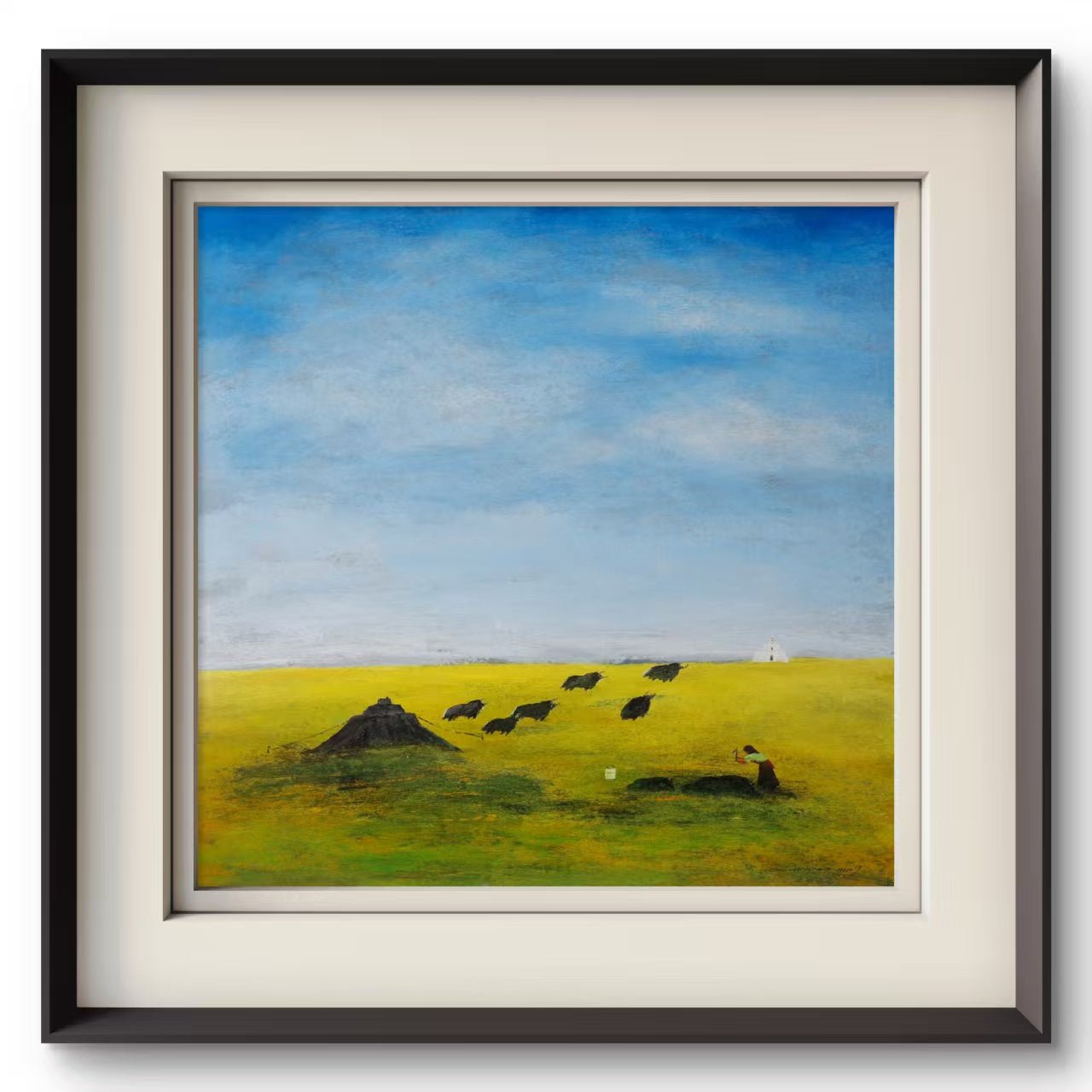 The Gaze Upon Tibet Series， Acrylic on Xuan Paper 27.6'' × 27.6'' | Chinese Original Painting | Magic Bear Art