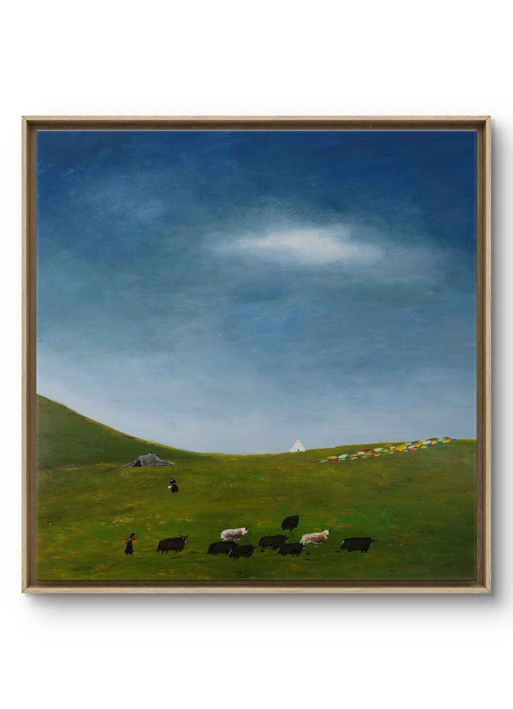 The Gaze Upon Tibet Series， Acrylic on Xuan Paper 27.6'' × 27.6'' | Chinese Original Painting | Magic Bear Art