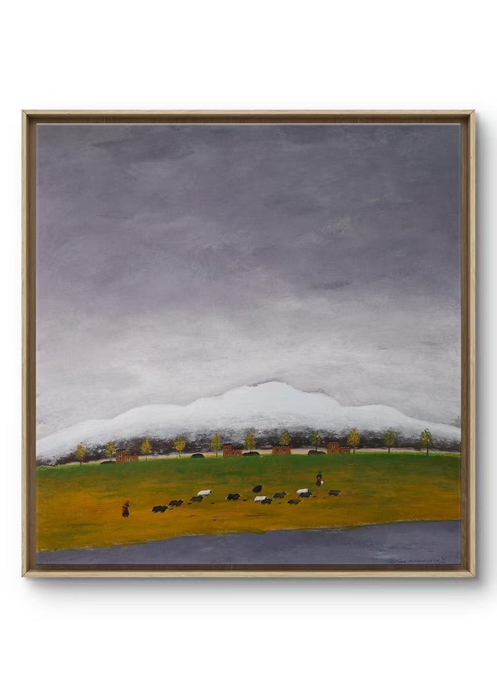 The Gaze Upon Tibet Series， Acrylic on Xuan Paper 27.6'' × 27.6'' | Chinese Original Painting | Magic Bear Art