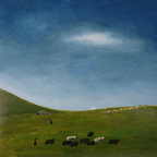 The Gaze Upon Tibet Series， Acrylic on Xuan Paper 27.6'' × 27.6'' | Chinese Original Painting | Magic Bear Art