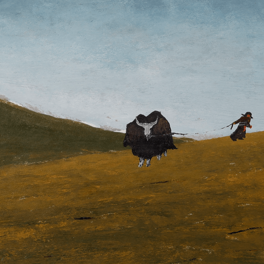 The Gaze Upon Tibet Series， Acrylic on Xuan Paper 27.6'' × 27.6'' | Chinese Original Painting | Magic Bear Art