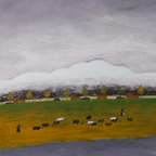 The Gaze Upon Tibet Series， Acrylic on Xuan Paper 27.6'' × 27.6'' | Chinese Original Painting | Magic Bear Art