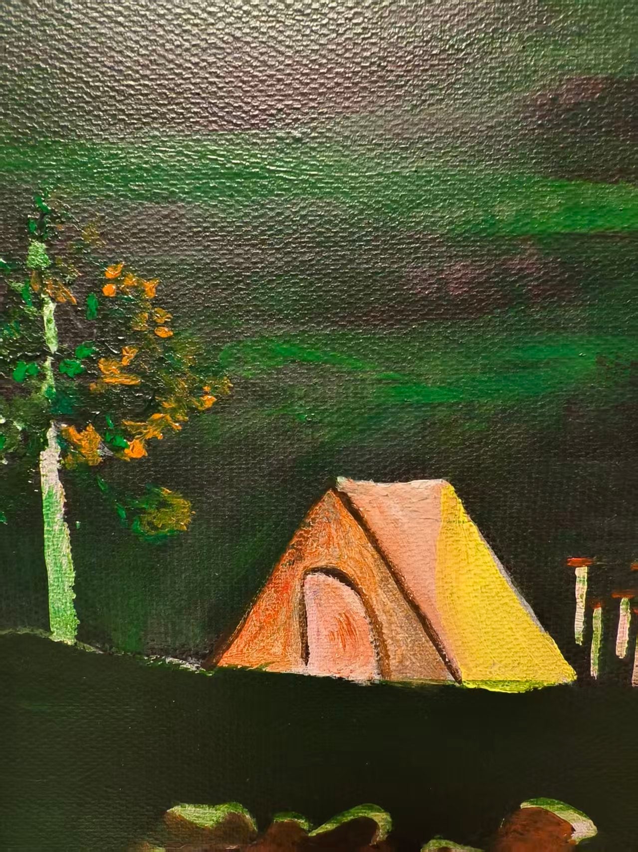 Humanity Gazing at the Universe，15.7''× 19.7 '' | Original Painting by Chinese Artist | Magic Bear Art