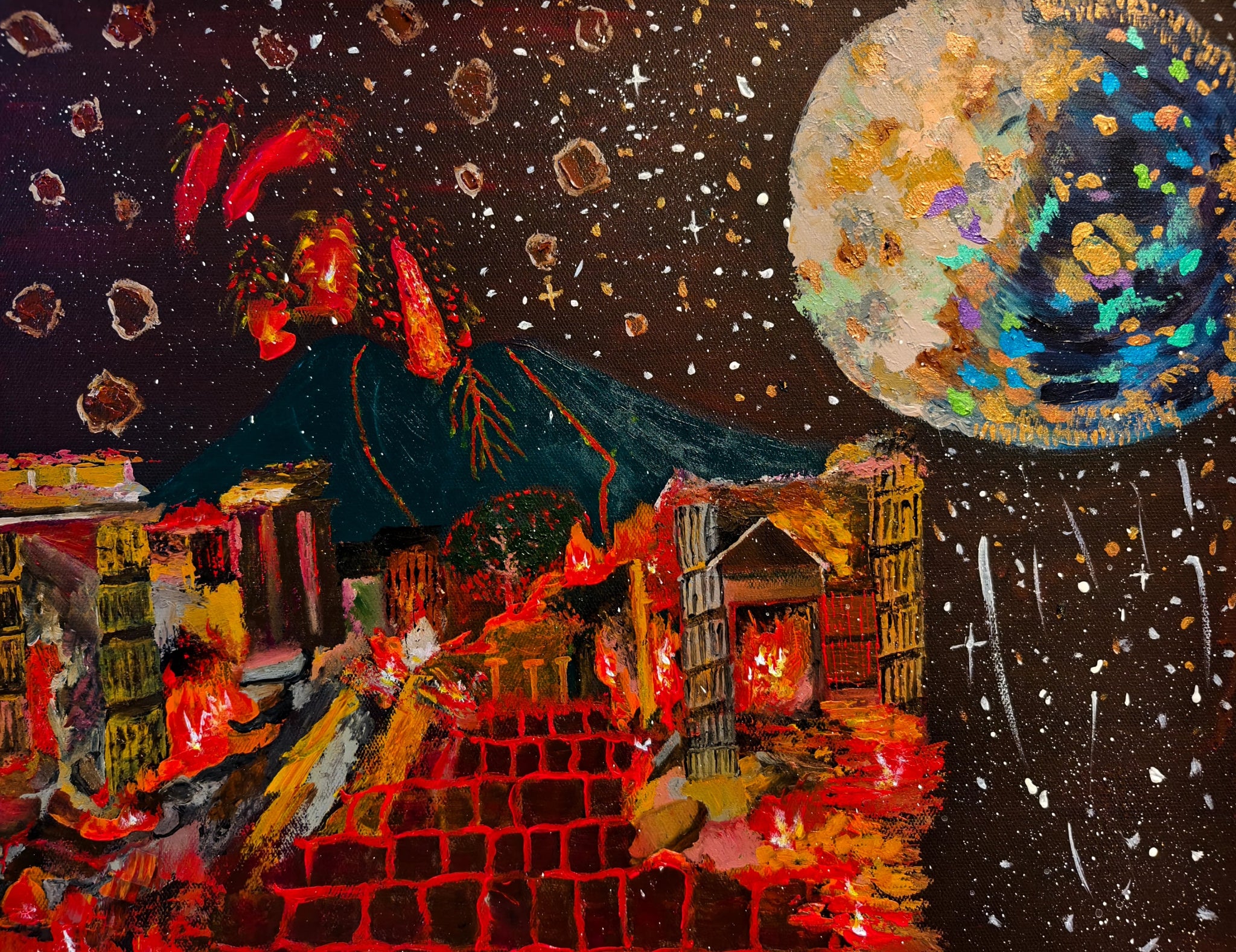 The Nebula of Imagination Series — Psyche，15.7''× 19.7'' | Original Painting by Chinese Artist | Magic Bear Art