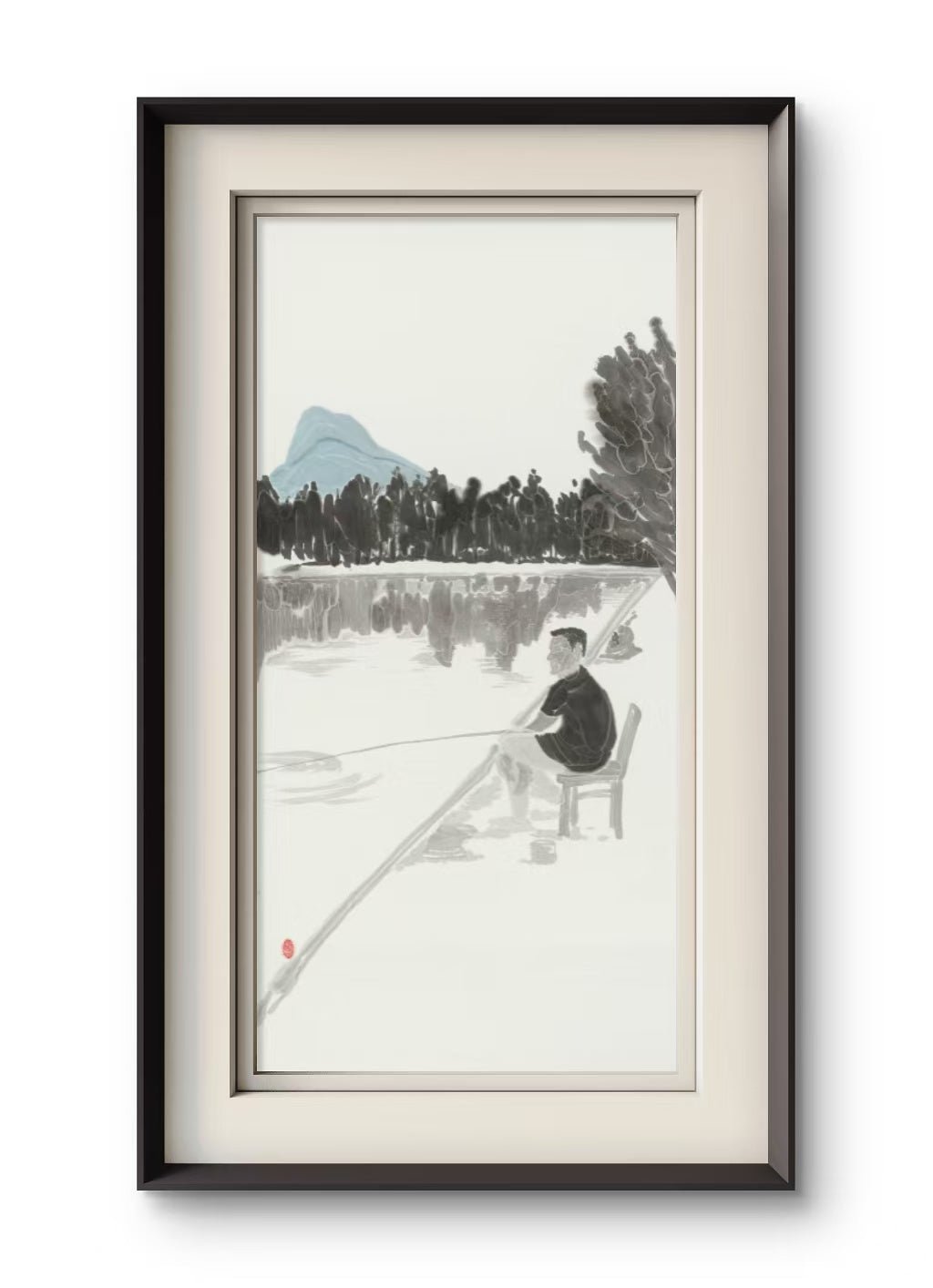 The Quiet Shore—54.3'' × 26.8''，Contemporary Chinese Ink | Chinese Original Painting | Magic Bear Art