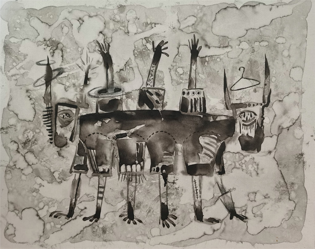 The Shapeshifter - Ink on Canvas 27.6″ × 35.4″ | Chinese Original Painting | Magic Bear Art