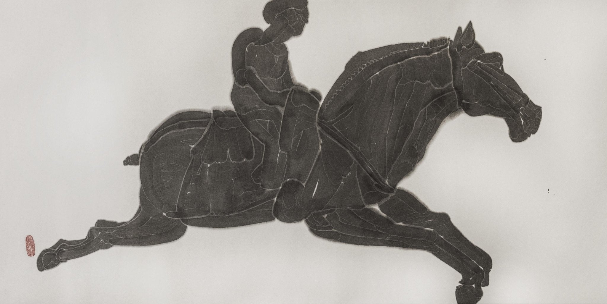 The Wind Chaser - chinese Ink on Paper 54.3'' × 26.8'' | Chinese Original Painting | Magic Bear Art