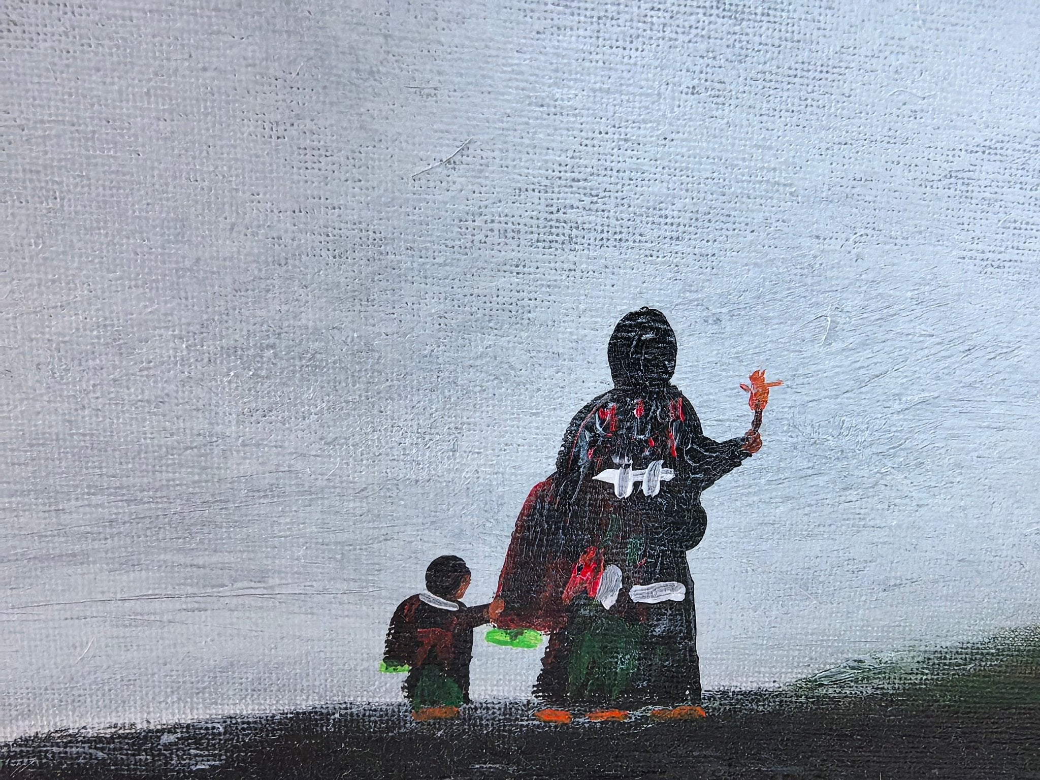 Tibetan Mother and Child— 23.2 ''× 15'' Small Format Oil | Original Painting by Chinese Artist | Magic Bear Art