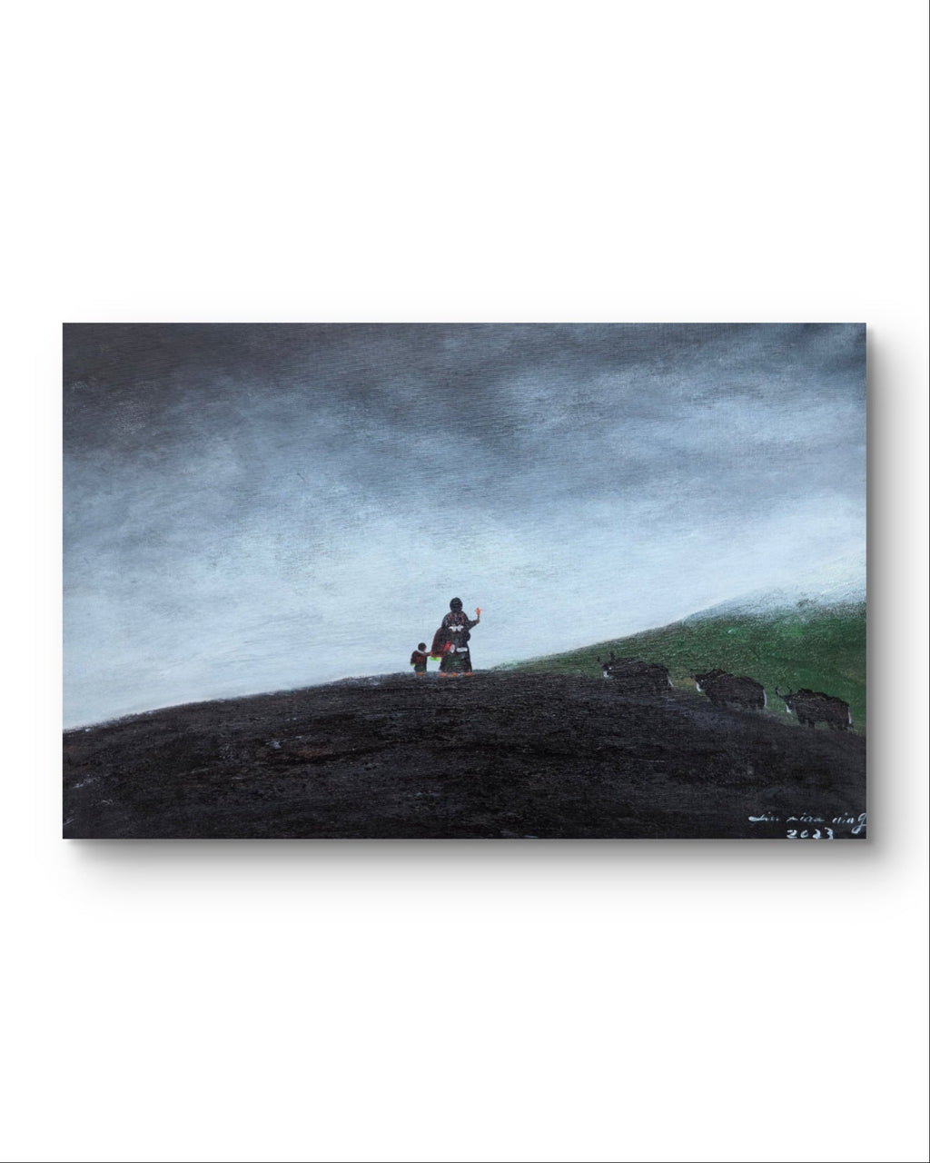Tibetan Mother and Child— 23.2 ''× 15'' Small Format Oil | Chinese Original Painting | Magic Bear Art