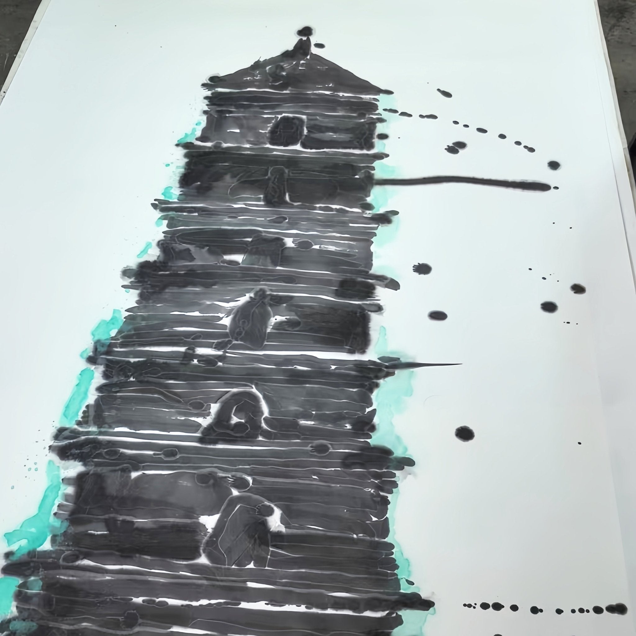 Tower - 97.6''× 48.8'' | Original Painting by Chinese Artist | Magic Bear Art