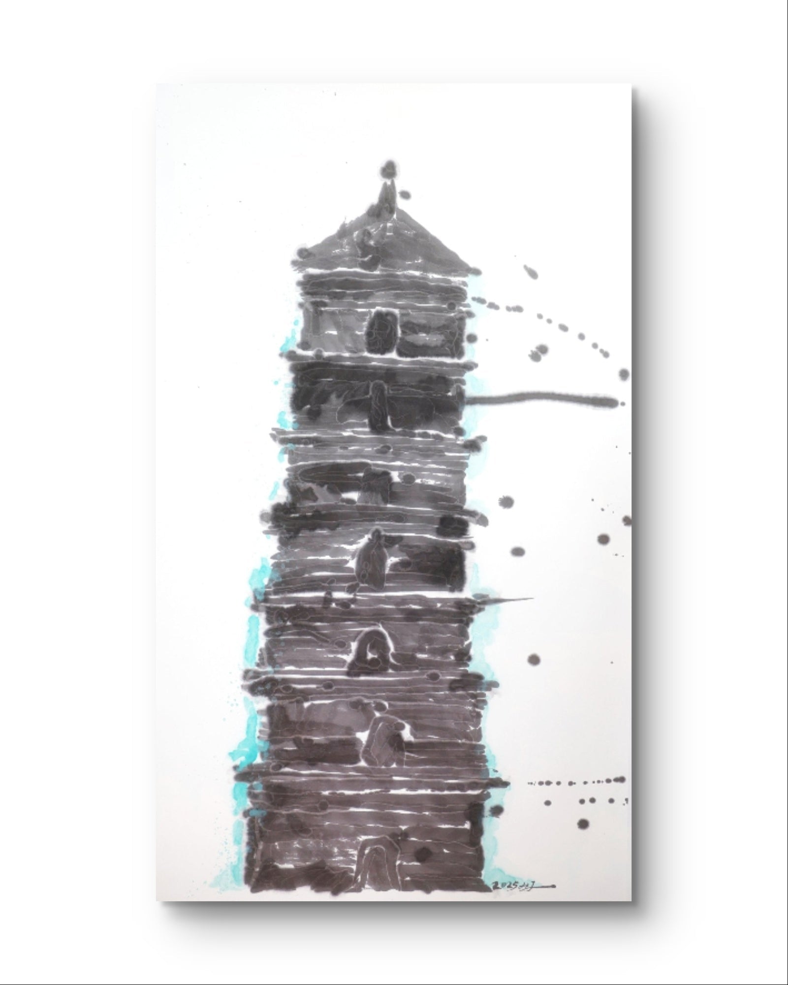 Tower - Chinese ink 97.6''× 48.8'' | Chinese Original Painting | Magic Bear Art