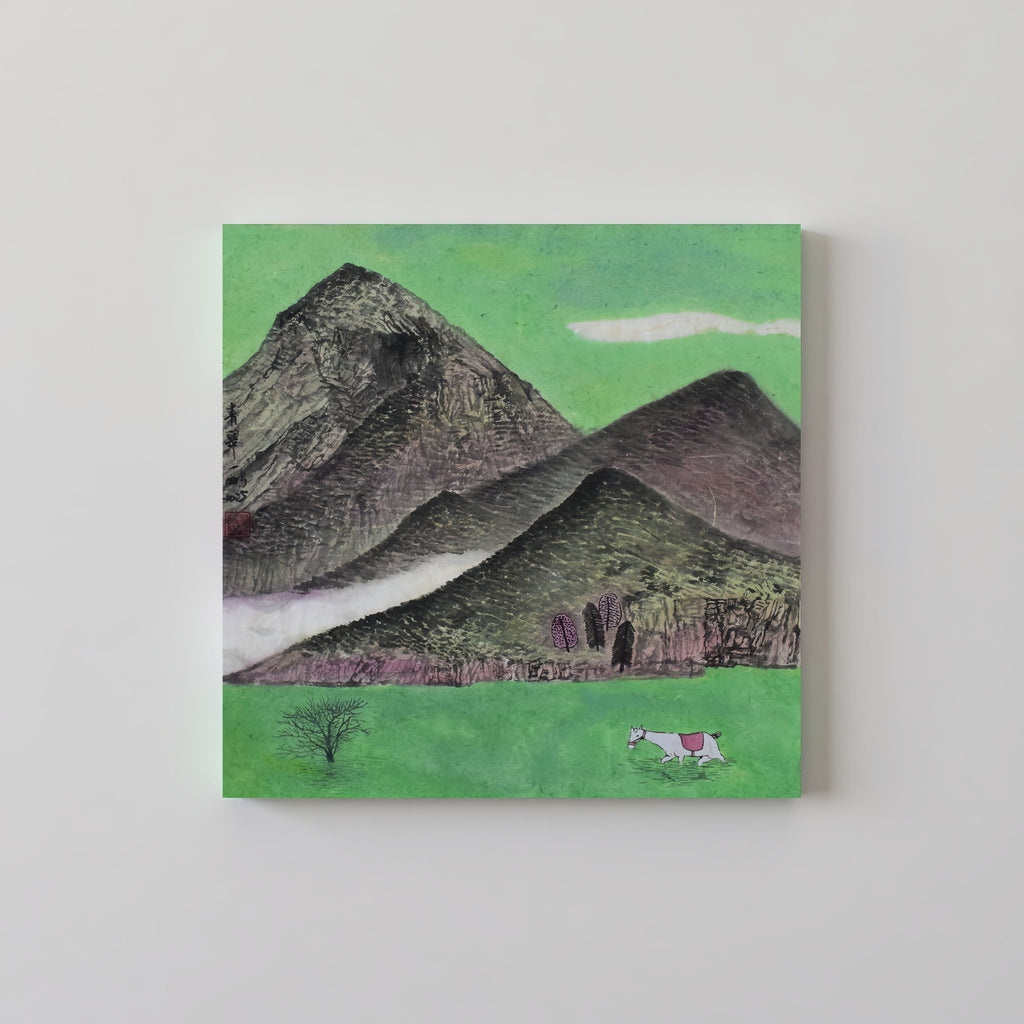 Verdant—Ink on Xuan Paper, 13.8'' × 13.8'' | Original Painting by Chinese Artist | Magic Bear Art
