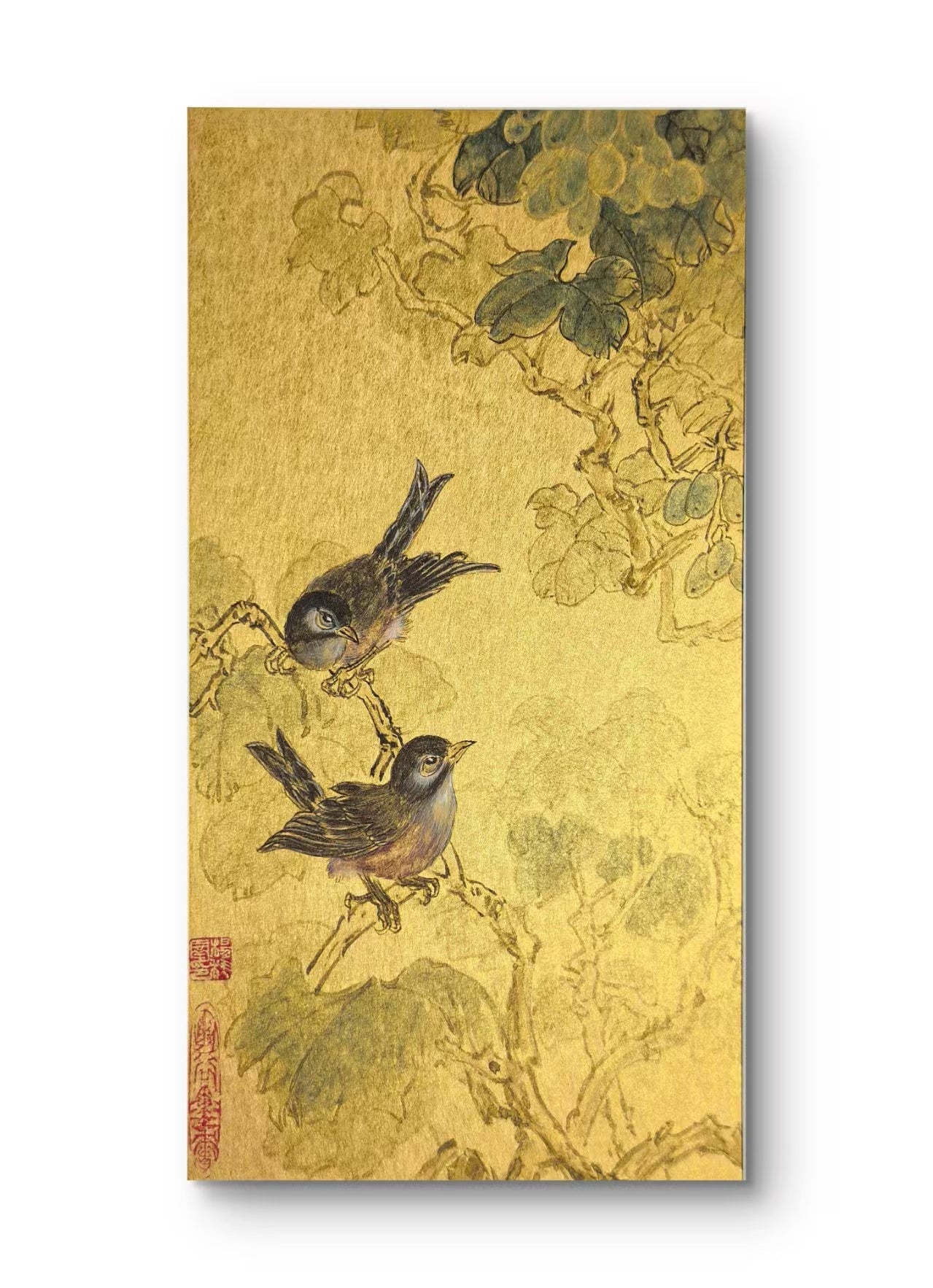 Whisper Among the Branches - Ink and Color 9.8'' × 5.1'' | Chinese Original Painting | Magic Bear Art