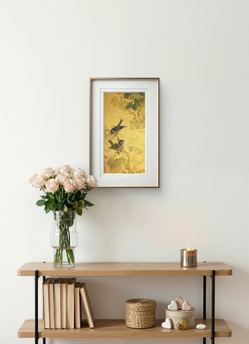 Whisper Among the Branches - Ink and Color 9.8'' × 5.1'' | Chinese Original Painting | Magic Bear Art