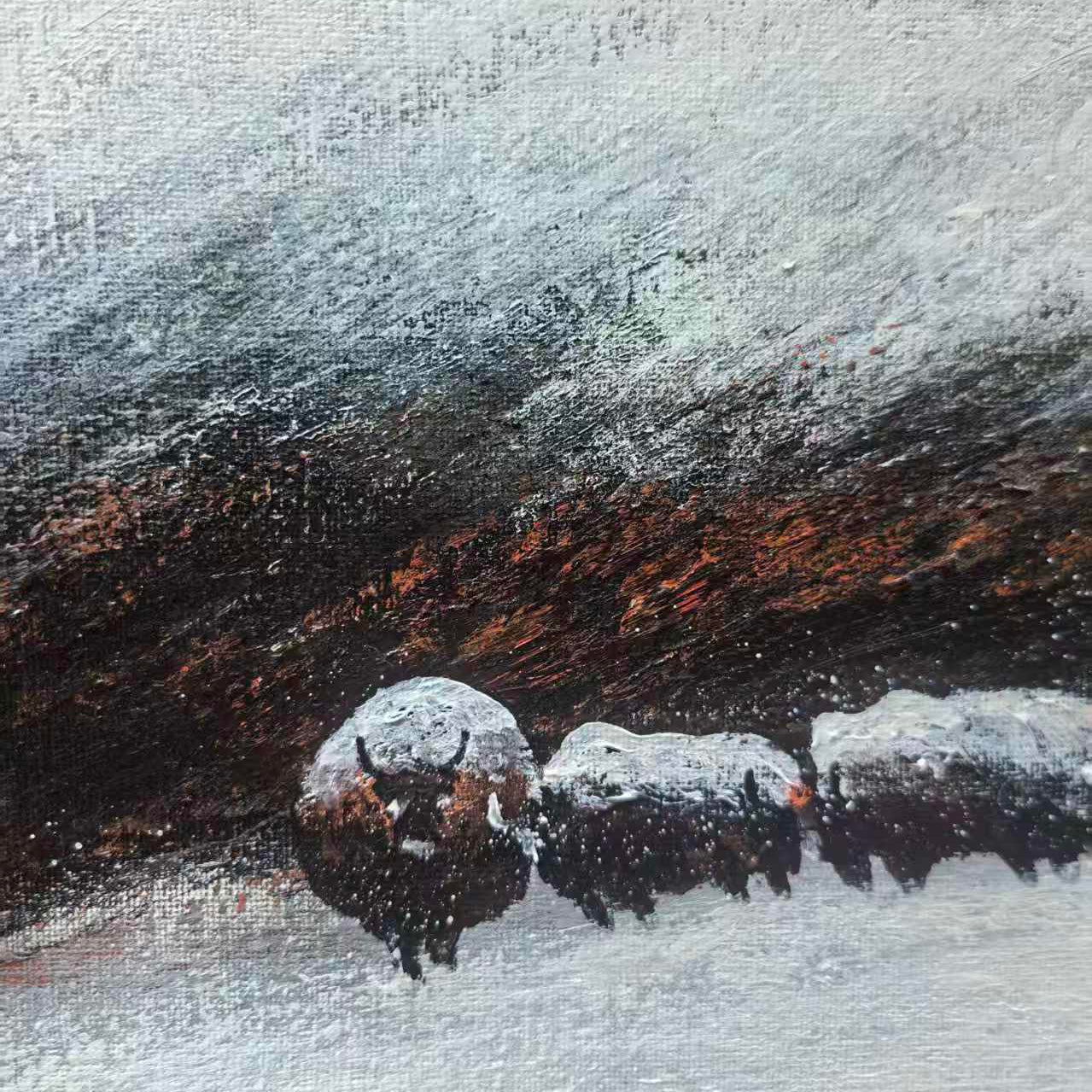 Yak Herders — 15.7'' × 23.6'' Small Format Oil (Vertical) | Original Painting by Chinese Artist | Magic Bear Art